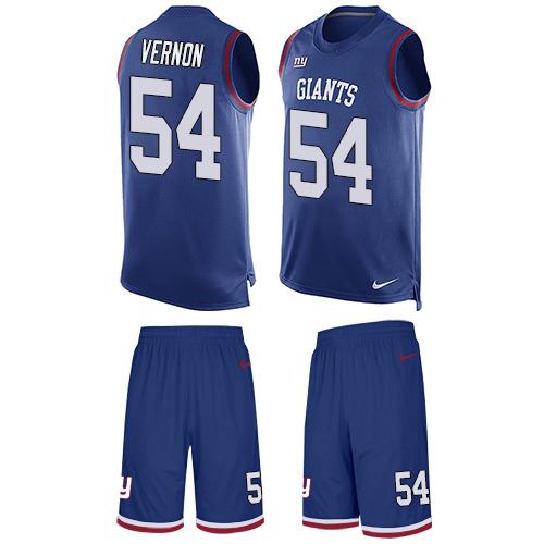 Nike Giants #54 Olivier Vernon Royal Blue Team Color Men's Stitched NFL Limited Tank Top Suit Jersey